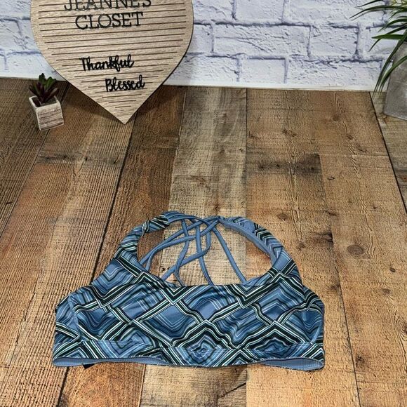 Victoria's Secret SPORT Crossback Strappy Back Sport Bra - Blue Geometric- large - Picture 3 of 7